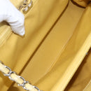 CHANEL Mademoiselle Chain Shoulder Bag Calf Skin Yellow Silver CC Auth 158678V-22