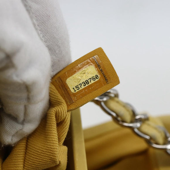 CHANEL Mademoiselle Chain Shoulder Bag Calf Skin Yellow Silver CC Auth 158678V