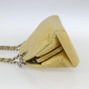 CHANEL Mademoiselle Chain Shoulder Bag Calf Skin Yellow Silver CC Auth 158678V-4
