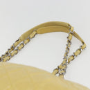 CHANEL Mademoiselle Chain Shoulder Bag Calf Skin Yellow Silver CC Auth 158678V-8