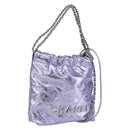 CHANEL Chain Chanel 22 Mini Hand Bag Leather 2way Purple CC Auth 158680SM-1