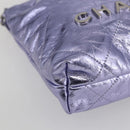 CHANEL Chain Chanel 22 Mini Hand Bag Leather 2way Purple CC Auth 158680SM-17