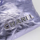 CHANEL Chain Chanel 22 Mini Hand Bag Leather 2way Purple CC Auth 158680SM-20