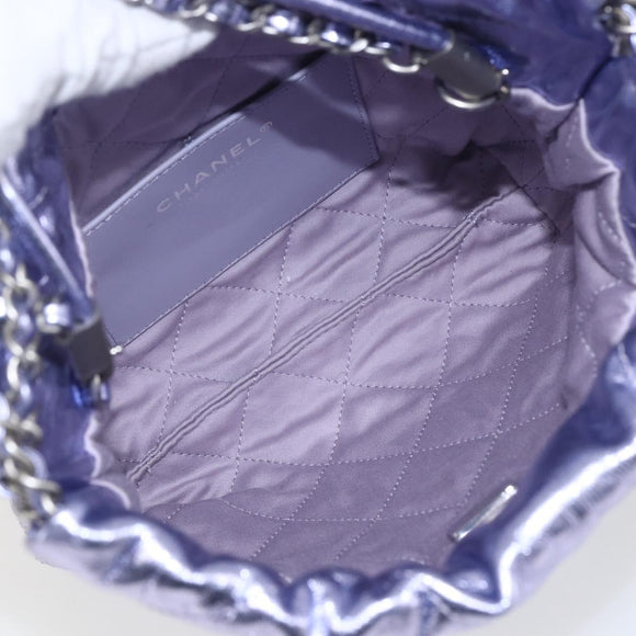 CHANEL Chain Chanel 22 Mini Hand Bag Leather 2way Purple CC Auth 158680SM