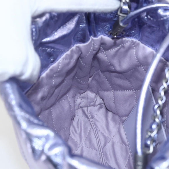 CHANEL Chain Chanel 22 Mini Hand Bag Leather 2way Purple CC Auth 158680SM