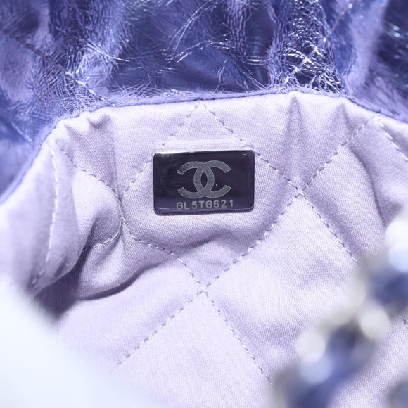 CHANEL Chain Chanel 22 Mini Hand Bag Leather 2way Purple CC Auth 158680SM