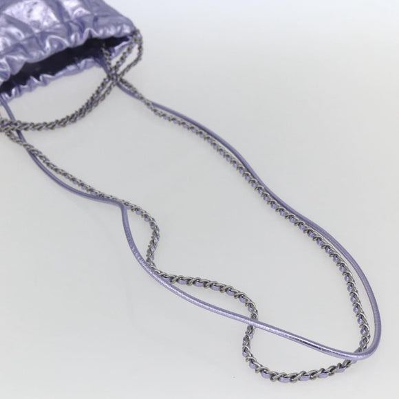 CHANEL Chain Chanel 22 Mini Hand Bag Leather 2way Purple CC Auth 158680SM
