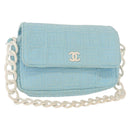 CHANEL Plastic Chain Shoulder Bag Pile Light Blue Silver CC Auth 158681V-1