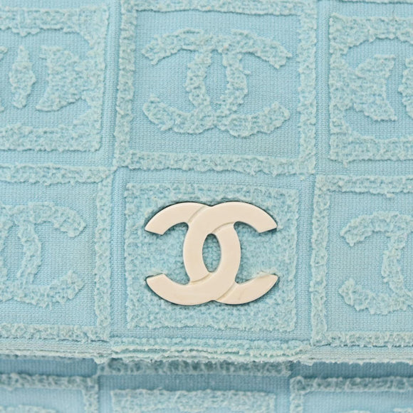 CHANEL Plastic Chain Shoulder Bag Pile Light Blue Silver CC Auth 158681V