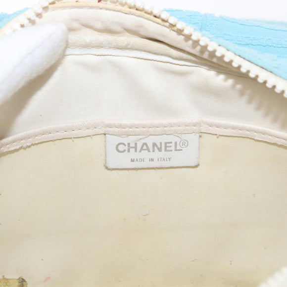 CHANEL Plastic Chain Shoulder Bag Pile Light Blue Silver CC Auth 158681V