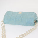 CHANEL Plastic Chain Shoulder Bag Pile Light Blue Silver CC Auth 158681V-14