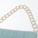 CHANEL Plastic Chain Shoulder Bag Pile Light Blue Silver CC Auth 158681V-15