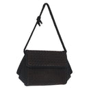 BOTTEGA VENETA INTRECCIATO Shoulder Bag Satin Black Gold Auth 158685-1