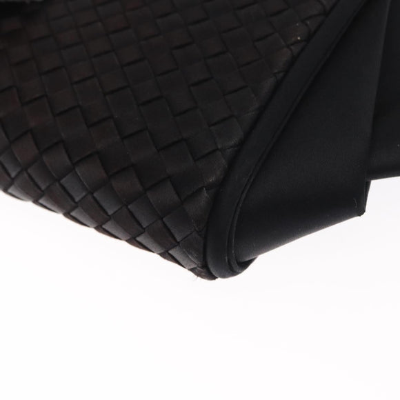 BOTTEGA VENETA INTRECCIATO Shoulder Bag Satin Black Gold Auth 158685