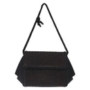 BOTTEGA VENETA INTRECCIATO Shoulder Bag Satin Black Gold Auth 158685-13