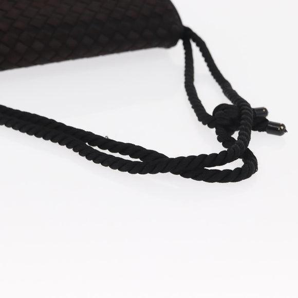 BOTTEGA VENETA INTRECCIATO Shoulder Bag Satin Black Gold Auth 158685