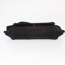 BOTTEGA VENETA INTRECCIATO Shoulder Bag Satin Black Gold Auth 158685-5