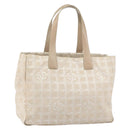 CHANEL New Travel Line Tote Bag Beige Gold CC Auth 158686-1