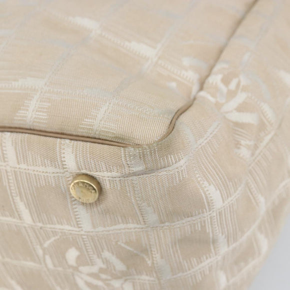 CHANEL New Travel Line Tote Bag Beige Gold CC Auth 158686