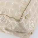 CHANEL New Travel Line Tote Bag Beige Gold CC Auth 158686-16