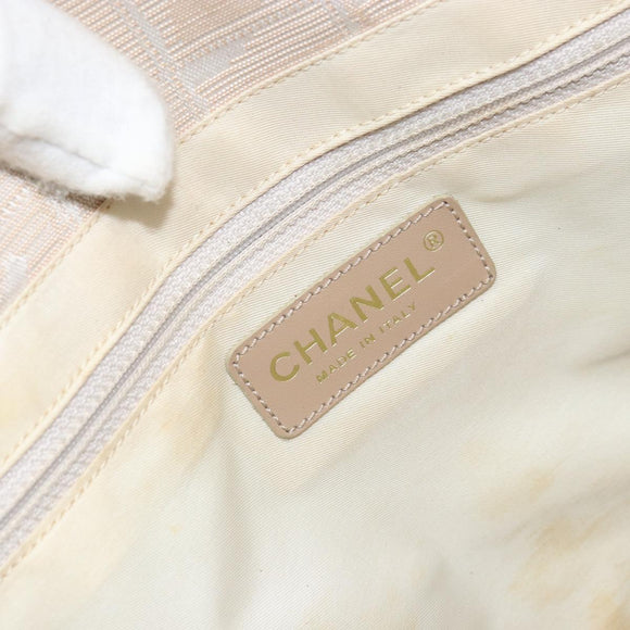 CHANEL New Travel Line Tote Bag Beige Gold CC Auth 158686