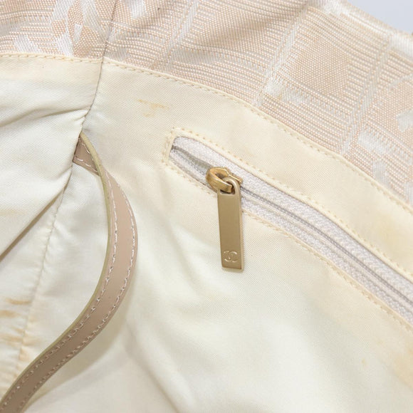 CHANEL New Travel Line Tote Bag Beige Gold CC Auth 158686