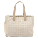 CHANEL New Travel Line Tote Bag Beige Gold CC Auth 158686-13
