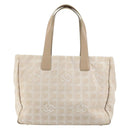 CHANEL New Travel Line Tote Bag Beige Gold CC Auth 158686-2