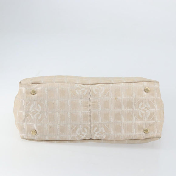 CHANEL New Travel Line Tote Bag Beige Gold CC Auth 158686