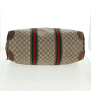 GUCCI GG Supreme Web Sherry Line Boston Bag PVC Beige Gold Auth 158687-5