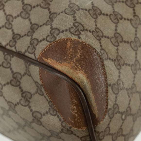 GUCCI GG Supreme Web Sherry Line Boston Bag PVC Beige Gold Auth 158687