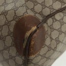 GUCCI GG Supreme Web Sherry Line Boston Bag PVC Beige Gold Auth 158687-9