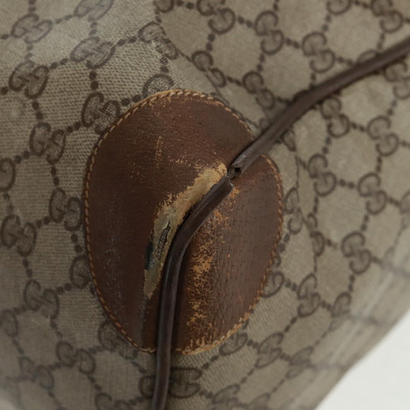 GUCCI GG Supreme Web Sherry Line Boston Bag PVC Beige Gold Auth 158687