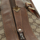 GUCCI GG Supreme Web Sherry Line Boston Bag PVC Beige Gold Auth 158687-21