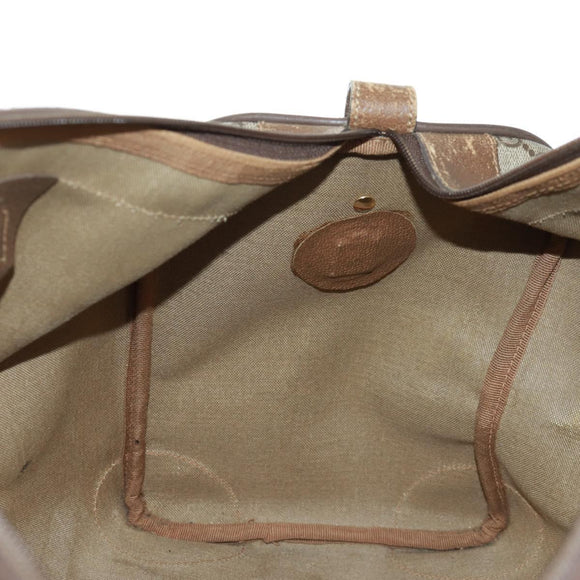 GUCCI GG Supreme Web Sherry Line Boston Bag PVC Beige Gold Auth 158687