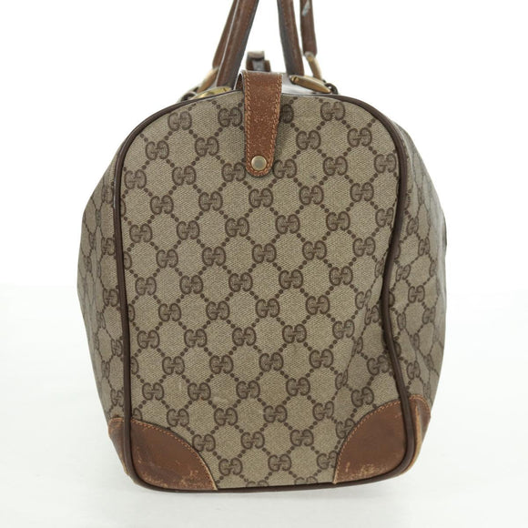 GUCCI GG Supreme Web Sherry Line Boston Bag PVC Beige Gold Auth 158687