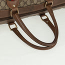 GUCCI GG Supreme Web Sherry Line Boston Bag PVC Beige Gold Auth 158687-7