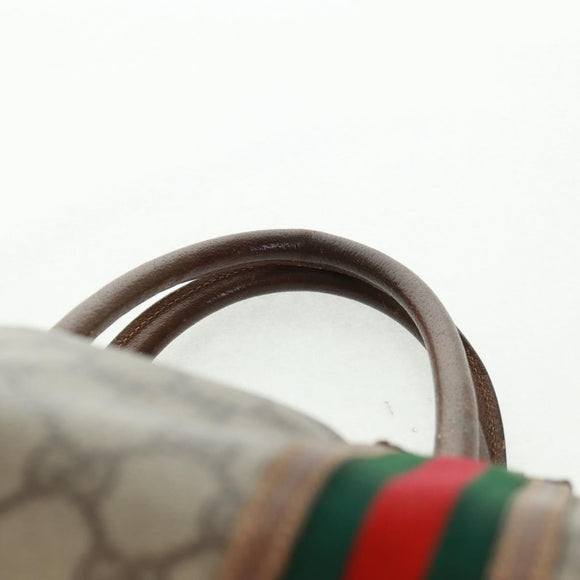GUCCI GG Supreme Web Sherry Line Boston Bag PVC Beige Gold Auth 158687