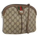 GUCCI GG Supreme Web Sherry Line Bag PVC Beige Gold 904 02 047 Auth 158689-1