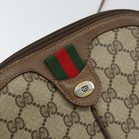 GUCCI GG Supreme Web Sherry Line Bag PVC Beige Gold 904 02 047 Auth 158689