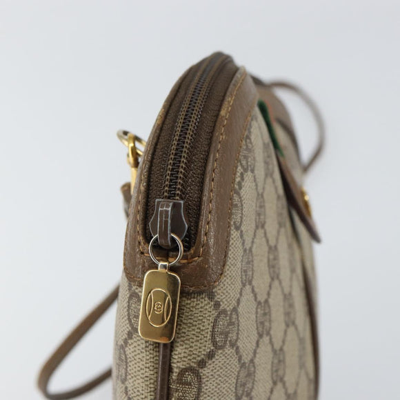 GUCCI GG Supreme Web Sherry Line Bag PVC Beige Gold 904 02 047 Auth 158689
