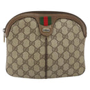 GUCCI GG Supreme Web Sherry Line Bag PVC Beige Gold 904 02 047 Auth 158689-2