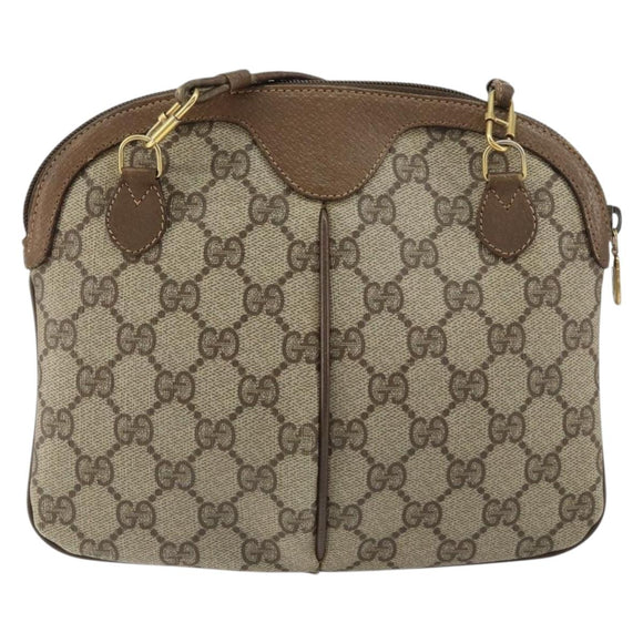 GUCCI GG Supreme Web Sherry Line Bag PVC Beige Gold 904 02 047 Auth 158689