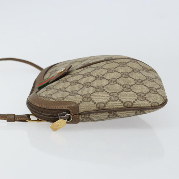 GUCCI GG Supreme Web Sherry Line Bag PVC Beige Gold 904 02 047 Auth 158689