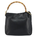 GUCCI Bamboo Shoulder Bag Leather 2way Black Gold 001 3444 1638 Auth 158690-2