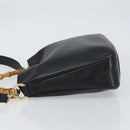 GUCCI Bamboo Shoulder Bag Leather 2way Black Gold 001 3444 1638 Auth 158690-5