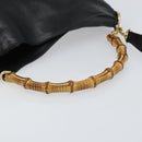 GUCCI Bamboo Shoulder Bag Leather 2way Black Gold 001 3444 1638 Auth 158690-7