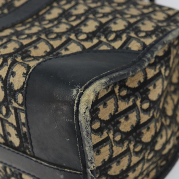 Christian Dior Trotter Canvas Boston Bag Navy Silver Auth 158691