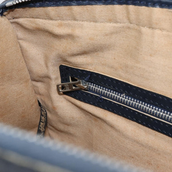 Christian Dior Trotter Canvas Boston Bag Navy Silver Auth 158691
