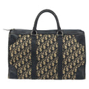 Christian Dior Trotter Canvas Boston Bag Navy Silver Auth 158691-2